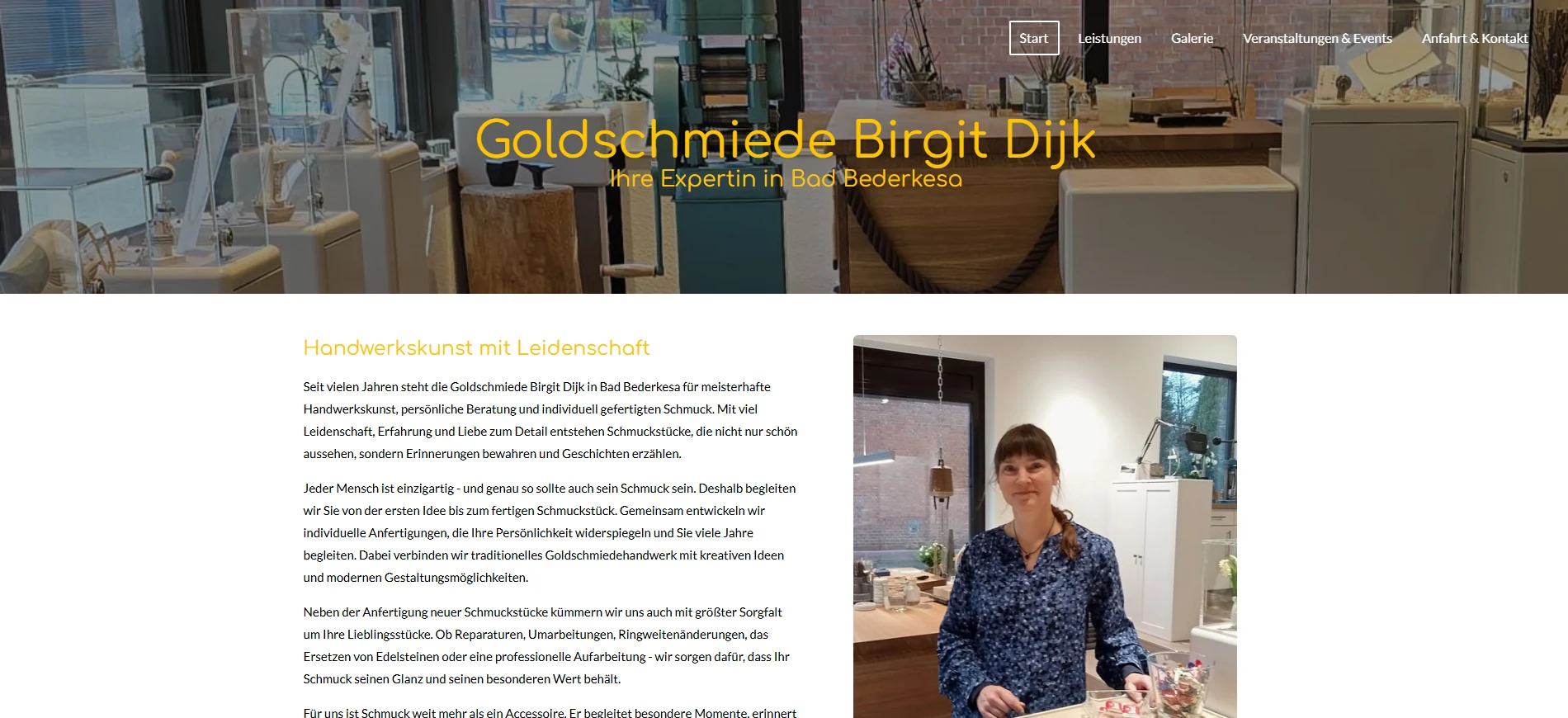 Website der Goldschmiede Birgit Dijk